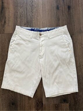 Tommy Bahama Cream Flat Front Cotton Shorts